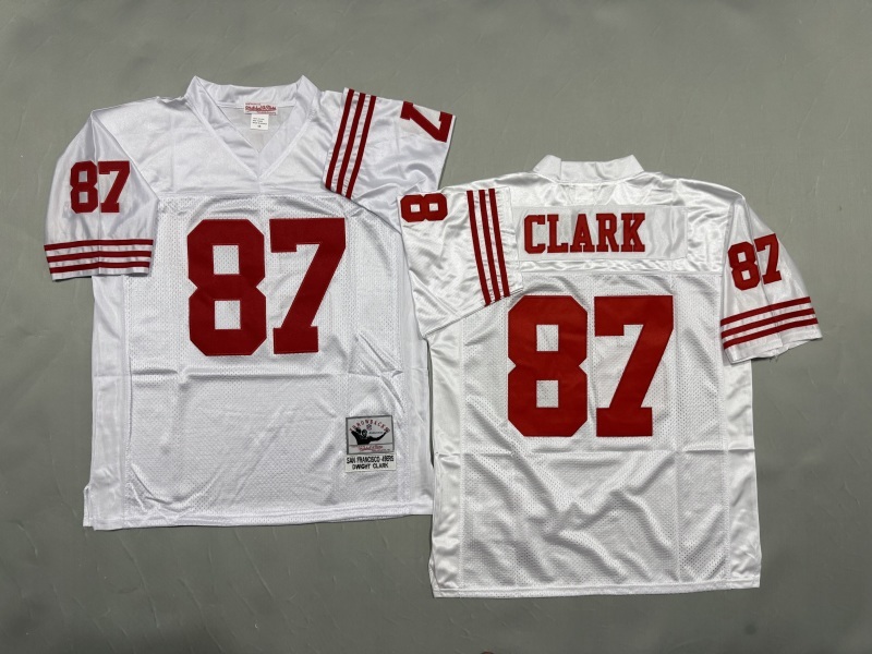 Men 2025 San Francisco 49ers #87 Clark white Throwback Limited NFL Jersey style 001